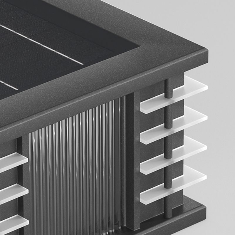 Ray lampadar modern Pătrat din metal și sticlă Solar pentru exterior, negru