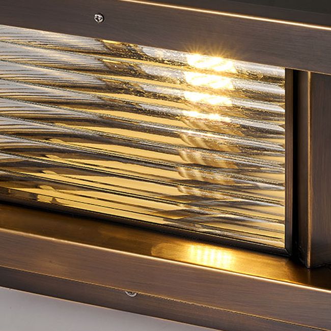 Ray modernă dreptunghiulară din metal pentru exterior cu panou solar, neagră/alamă/bronz