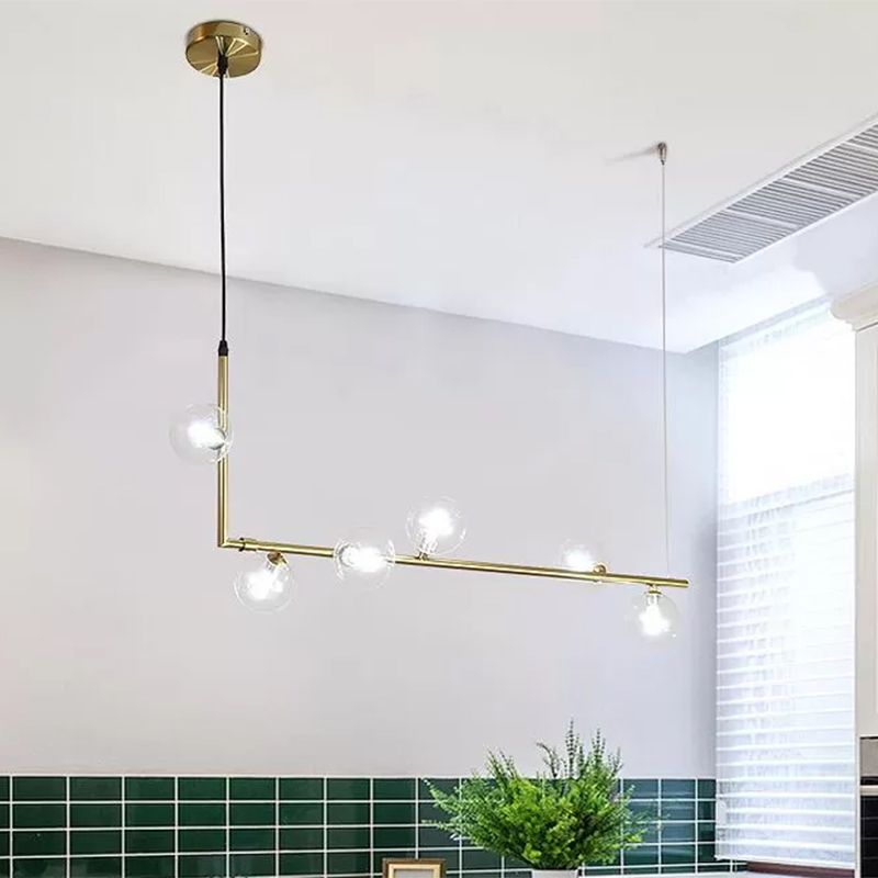 Valentina lampă suspendată minimalistă Lineară, negru & auriu, 6/8 surse de lumină