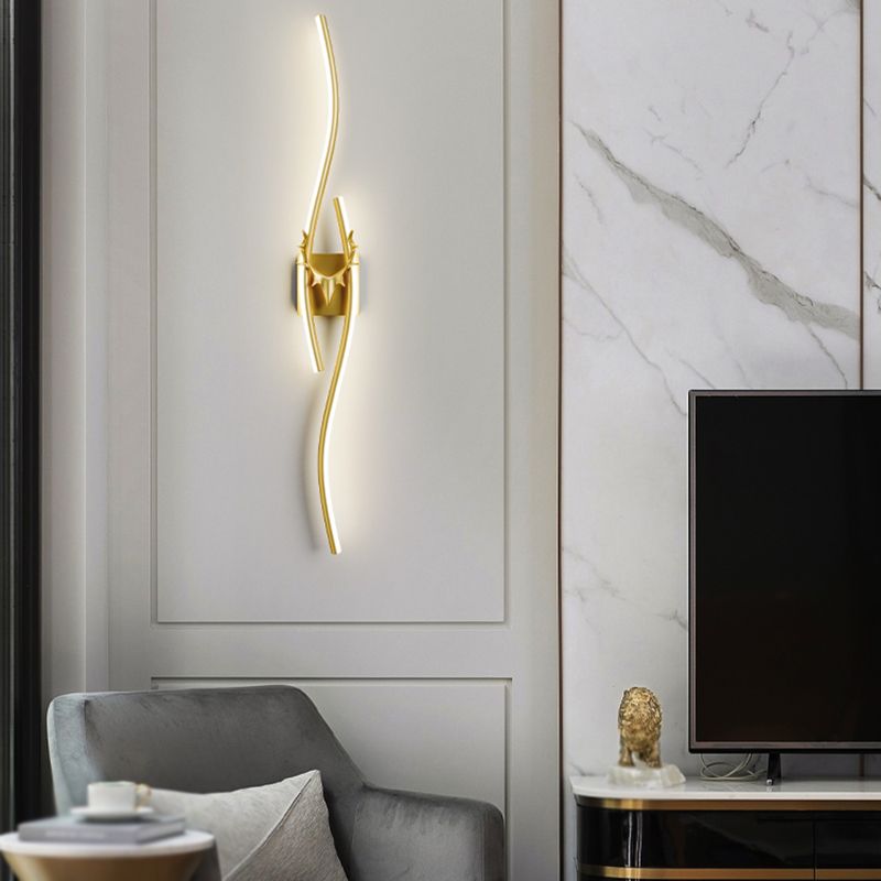 Arisha modern Linear metal oglindă LED aplică de perete, negru/Aur