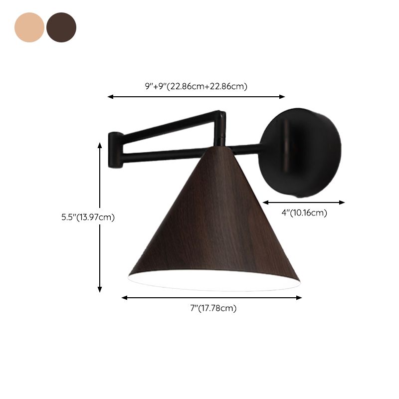Muto aplică de perete lampă de perete conică reglabilă, metal/lemn, pentru dormitor