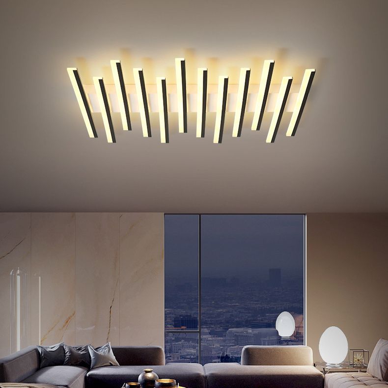 Arisha plafonieră aplicată liniară modernă, undă neagră, living/cameră de zi