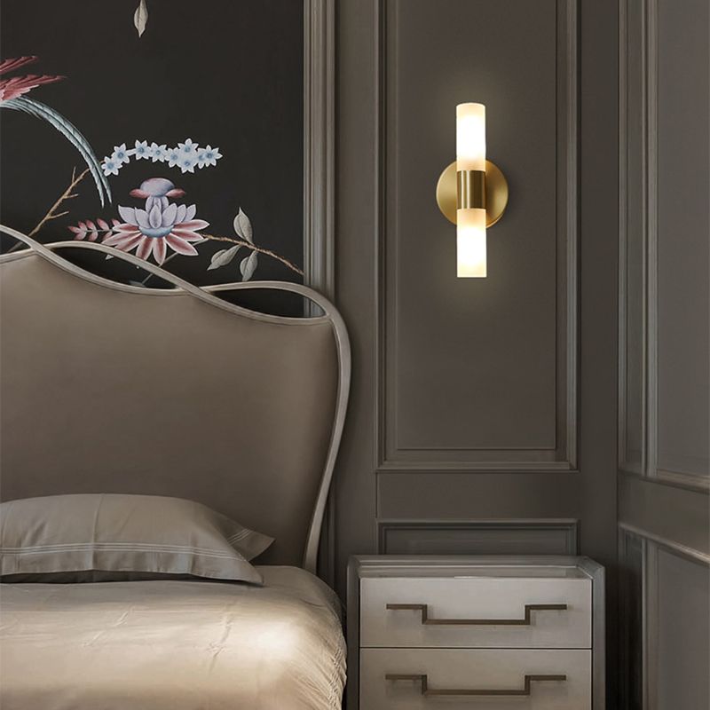 Arisha aplică de perete aurie din metal, modernă, cilindrică, LED
