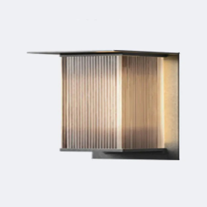 Ray aplică de perete dreptunghiulară modernă din metal, pentru exterior, neagră