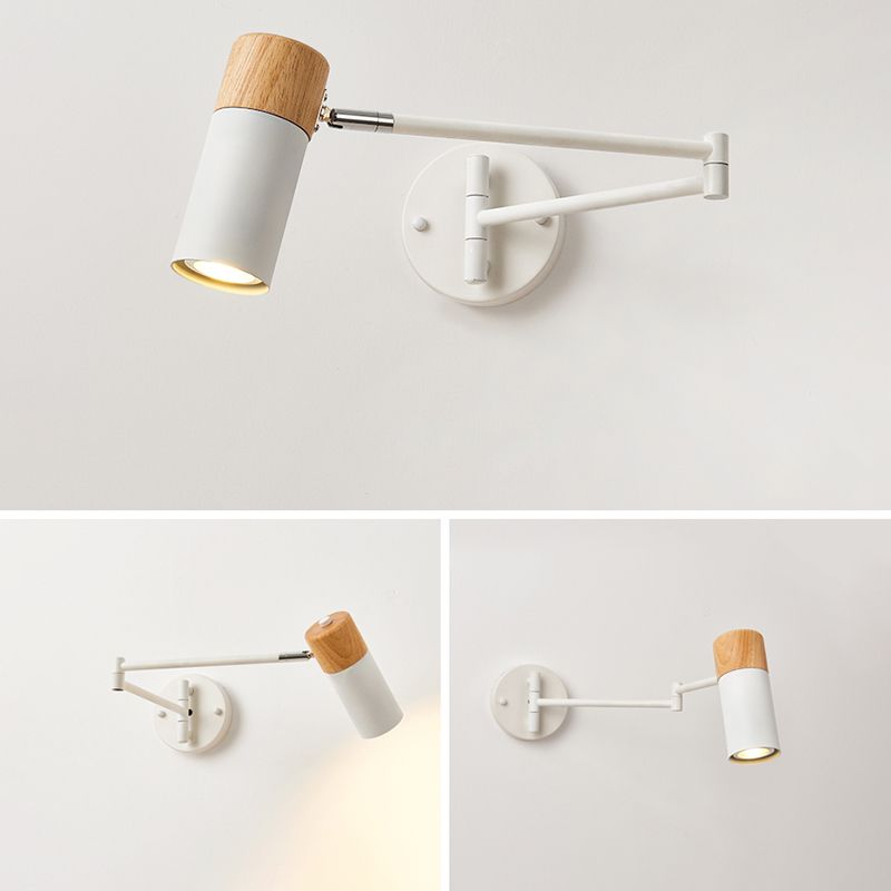 Muto aplică de perete lampă de perete în formă de cană reglabilă, metal/lemn, alb, în stil nordic