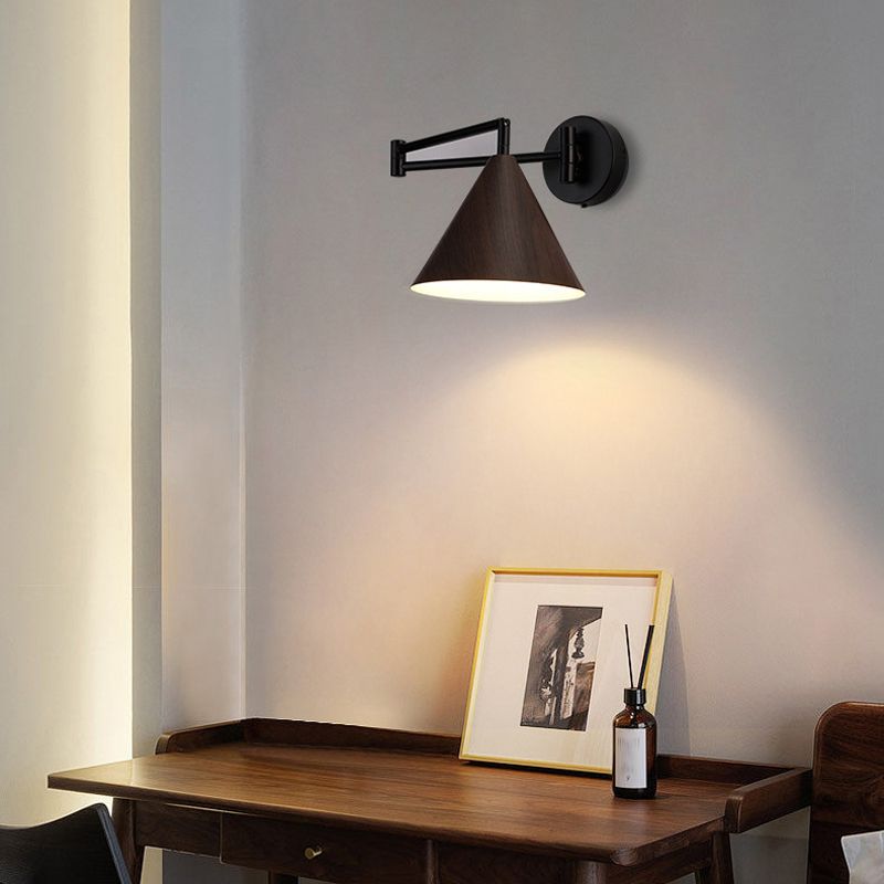 Muto aplică de perete lampă de perete conică reglabilă, metal/lemn, pentru dormitor