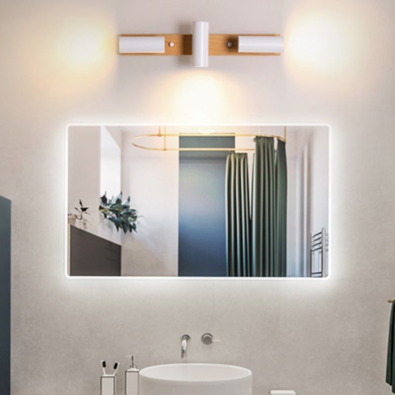 Muto Rotatable Spotlight oglindă Front oglindă aplică de perete, lemn/metal