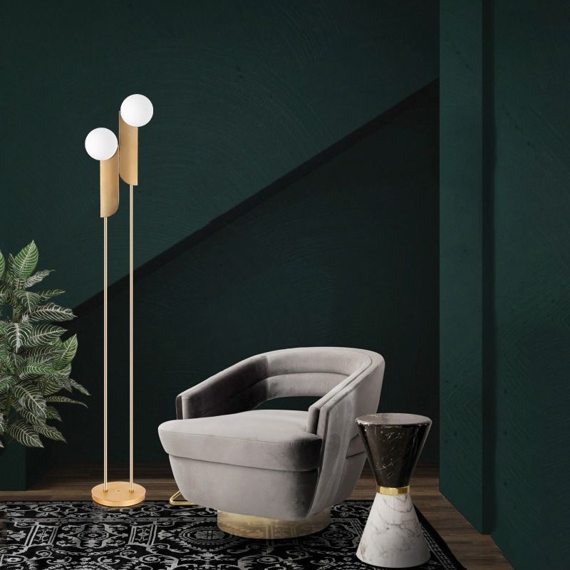 Salgado lampadar auriu din metal, minimalist, pentru living