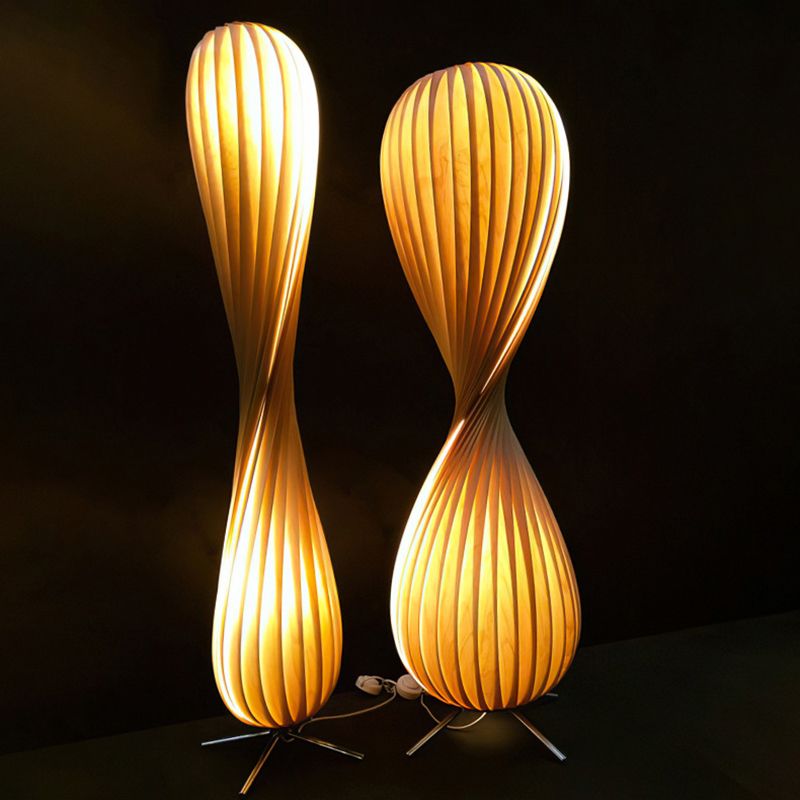 Ozawa modern Twisted lemn lampadar, Culoare lemn
