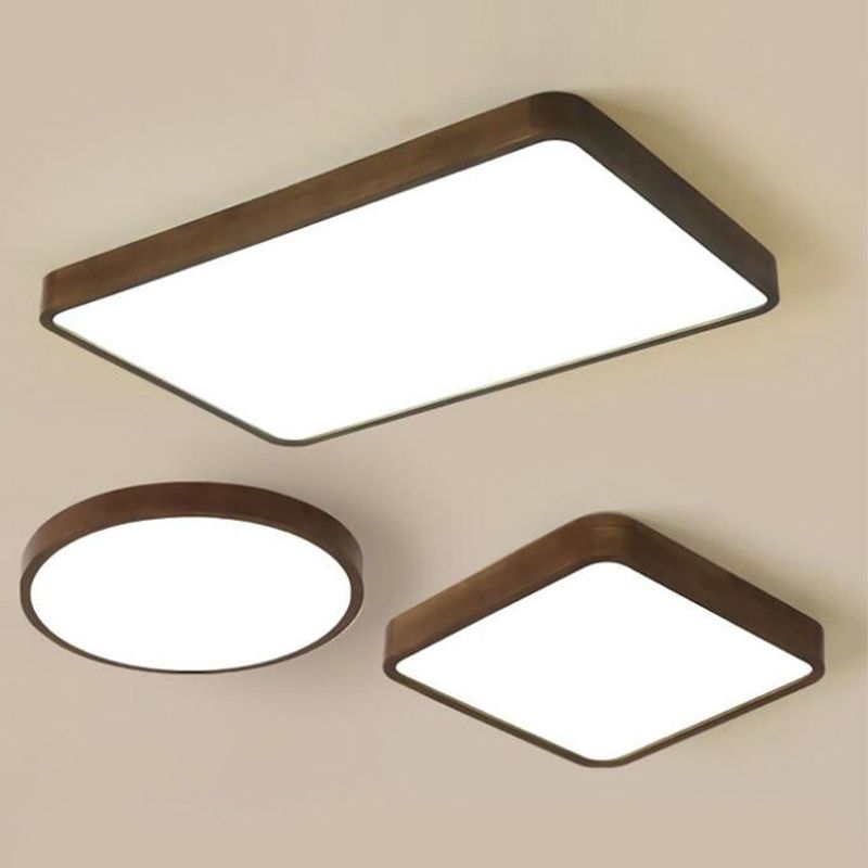 Muto plafonieră aplicată din lemn de nuc, modernă, geometrică, LED