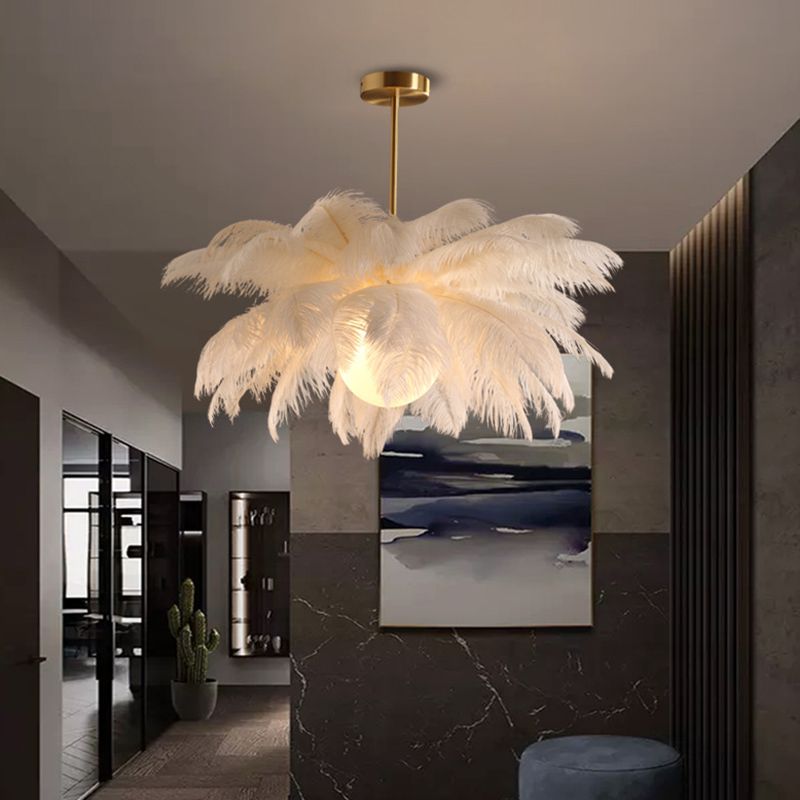 O'Moore Ostrich contemporan Elegant Feather candelabru, alb