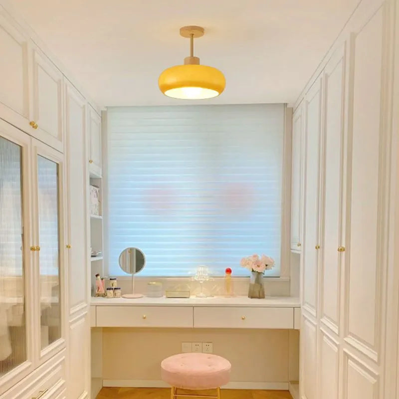Valentina plafonieră aplicată lemn/sticlă alb/portocaliu, în stil minimalist