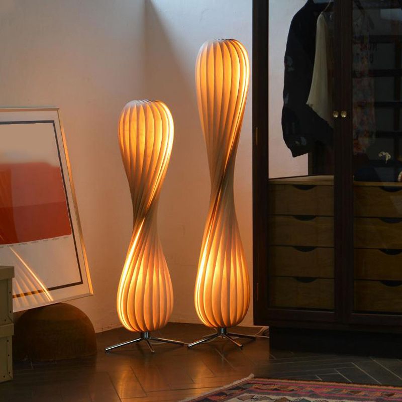 Ozawa modern Twisted lemn lampadar, Culoare lemn