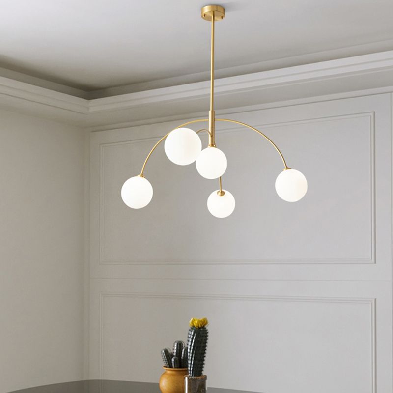Valentina lampă suspendată glob modern, metal/sticlă, negru/aur, dormitor