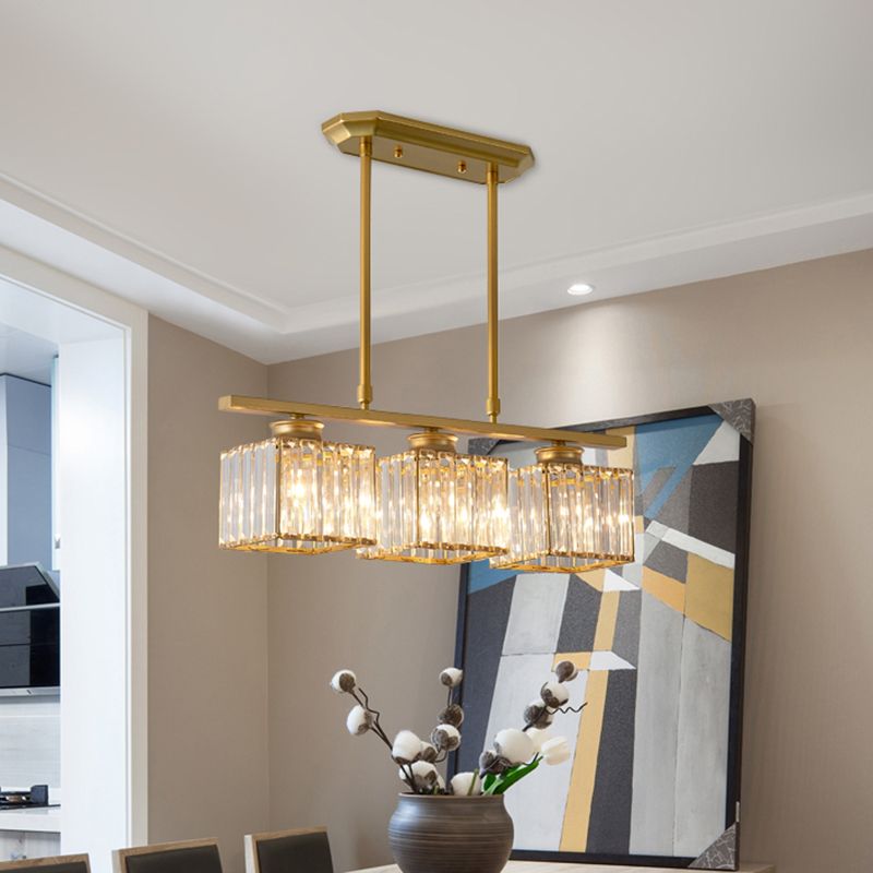 Kristy cristal Square lampă suspendată, negru & auriu, 3/4 surse de lumină