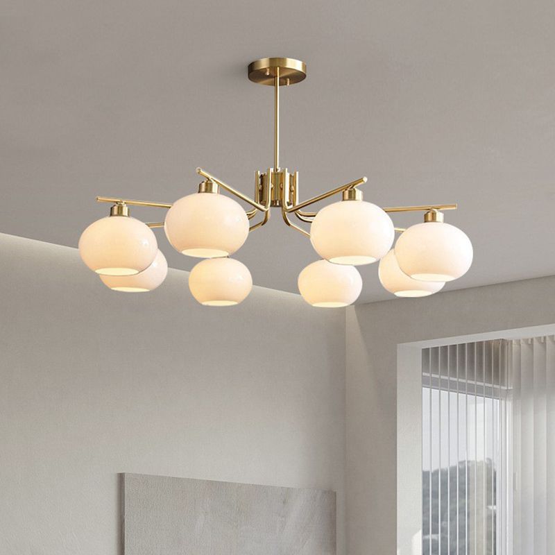 Valentina lampă suspendată semi-circulară modernă, metal/sticlă, aur/nichelat, sufragerie