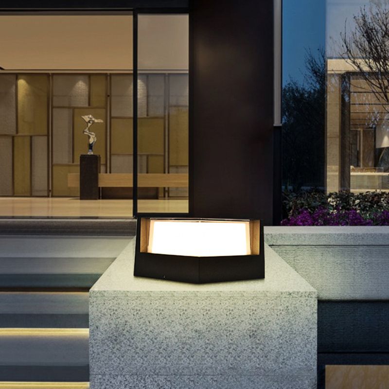 Ray modern Cube/Cylinder metal Lamp Outdoor, negru