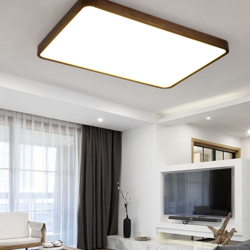 Muto plafonieră aplicată din lemn de nuc, modernă, geometrică, LED