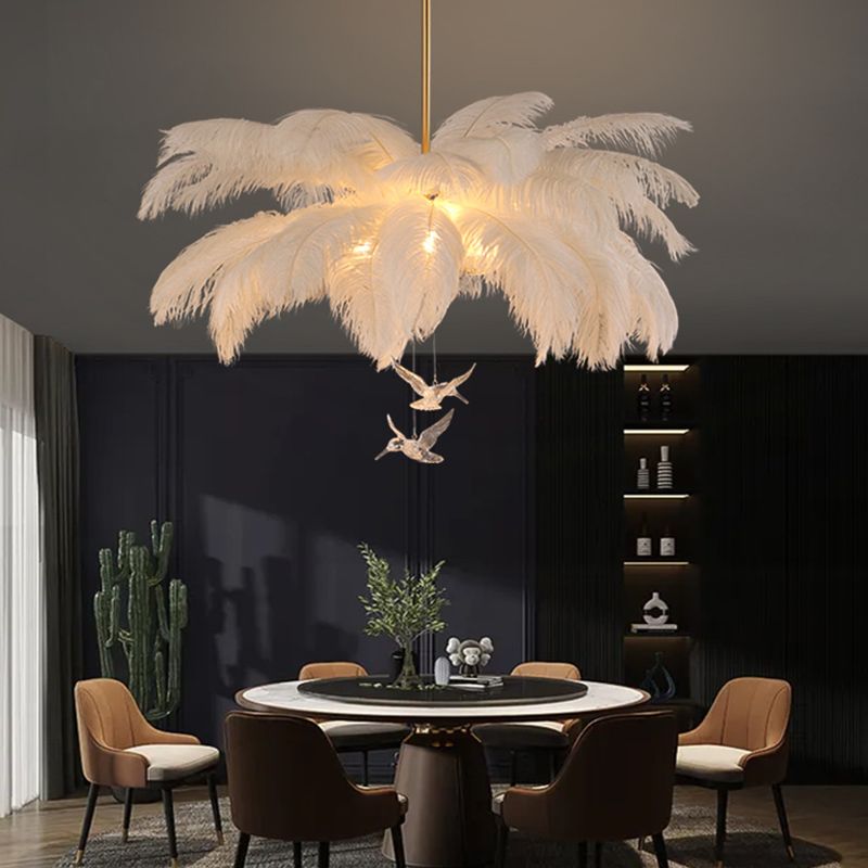 O'Moore Ostrich contemporan Elegant Feather candelabru, alb