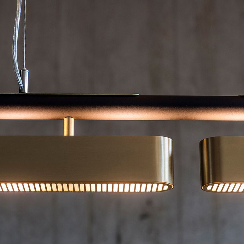 Arisha lampă suspendată dreptunghiulară modernă, metal, negru/alamă, birou