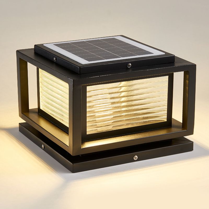 Ray Lămpi metalice dreptunghiulare LED contemporane pentru exterior, negre