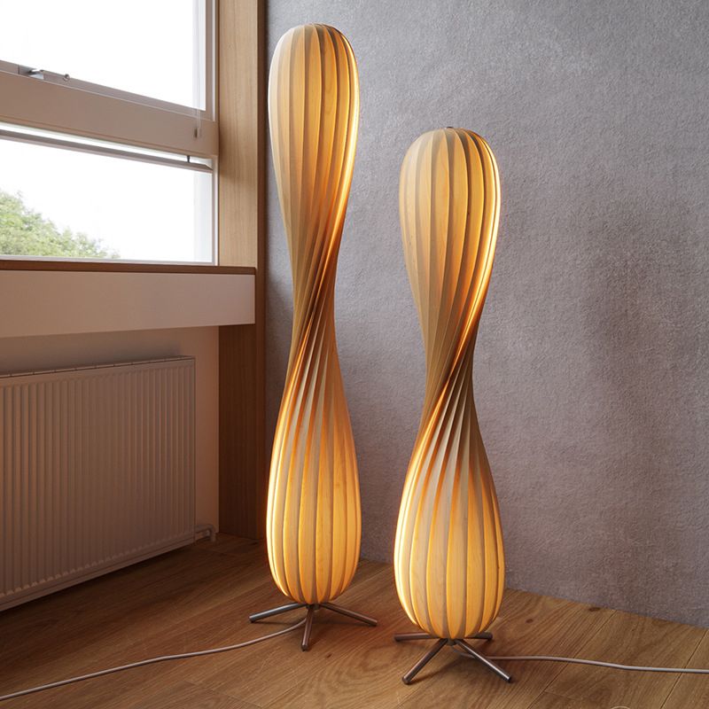 Ozawa modern Twisted lemn lampadar, Culoare lemn