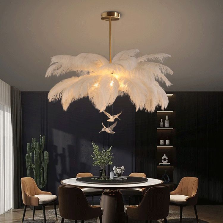 O'Moore Ostrich contemporan Elegant Feather candelabru, alb