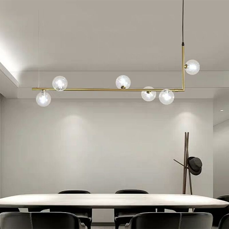 Valentina lampă suspendată minimalistă Lineară, negru & auriu, 6/8 surse de lumină