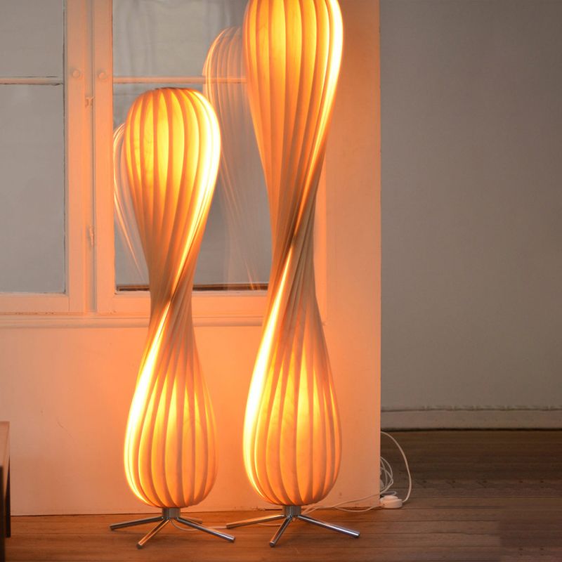 Ozawa modern Twisted lemn lampadar, Culoare lemn