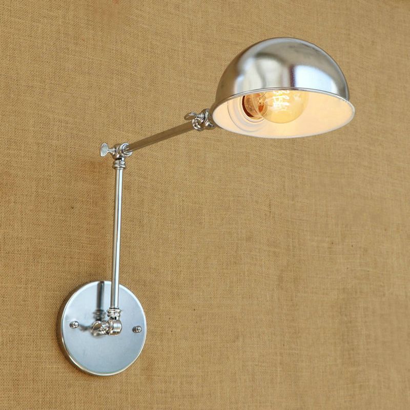 Epoch aplică de perete argintie din metal, minimalistă, în formă de dom, reglabilă, pentru dormitor