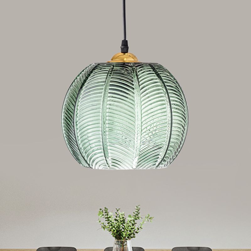 Aira lampă suspendată verde din sticlă, nordică, artistică, striată