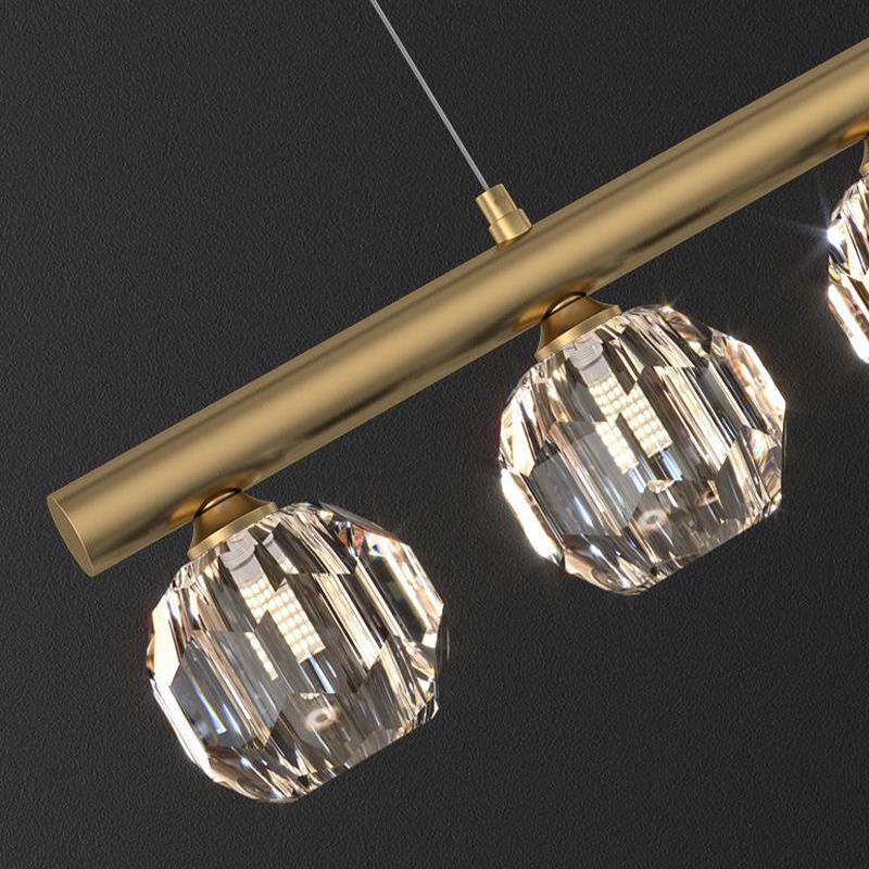 Kristy lampă suspendată aurie din metal și cristal