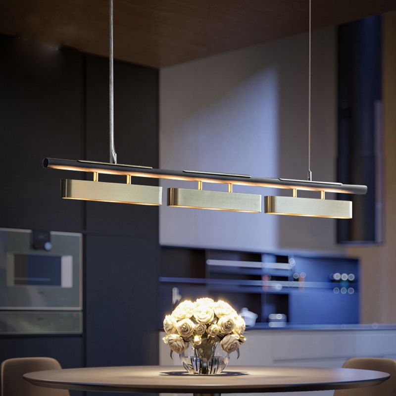 Arisha lampă suspendată dreptunghiulară modernă, metal, negru/alamă, birou