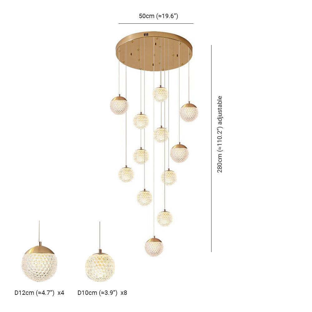 Arisha lampă suspendată Art Deco Jibril multi-etaj modern, aur