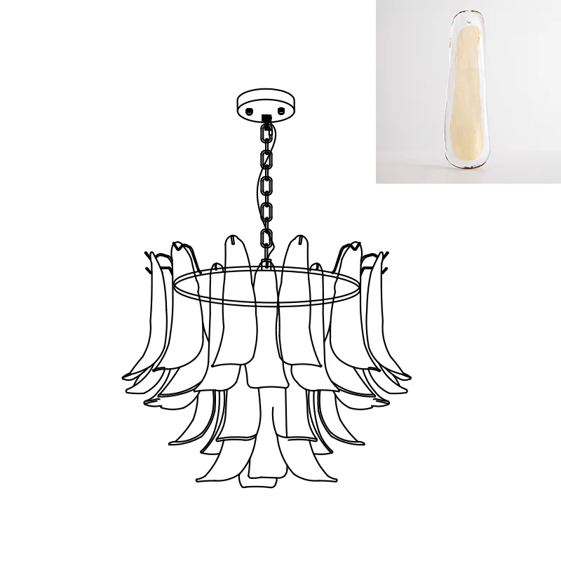 Elvess candelabru din sticlă Murano Frunze Aurii