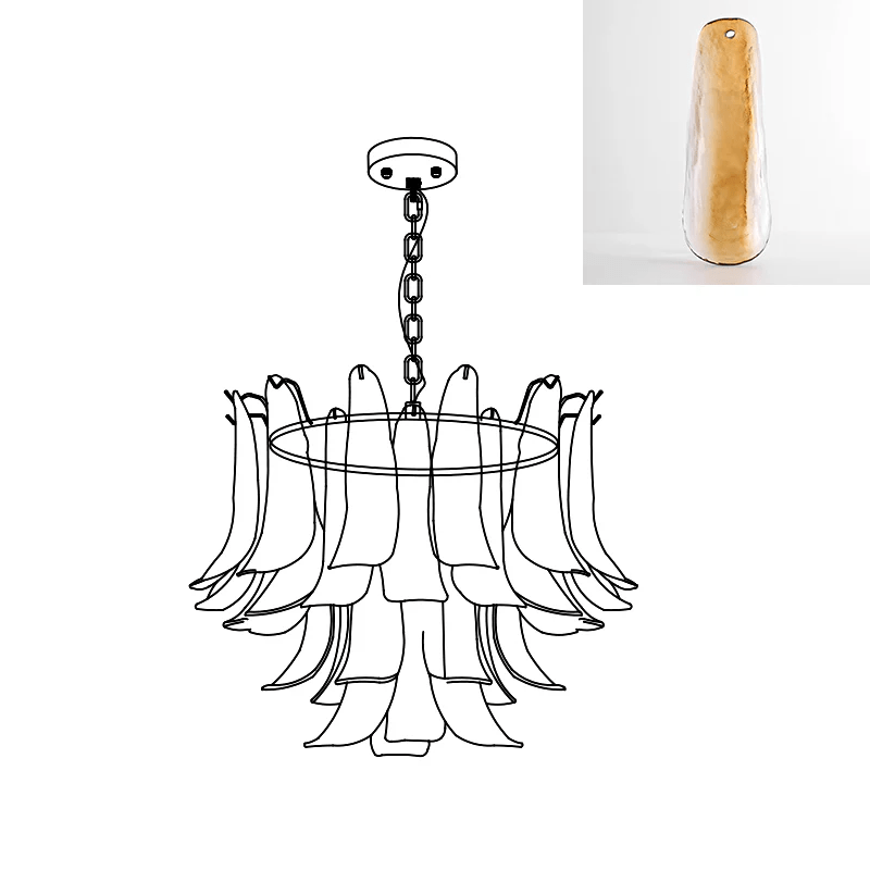 Elvess candelabru din sticlă Murano Frunze Aurii