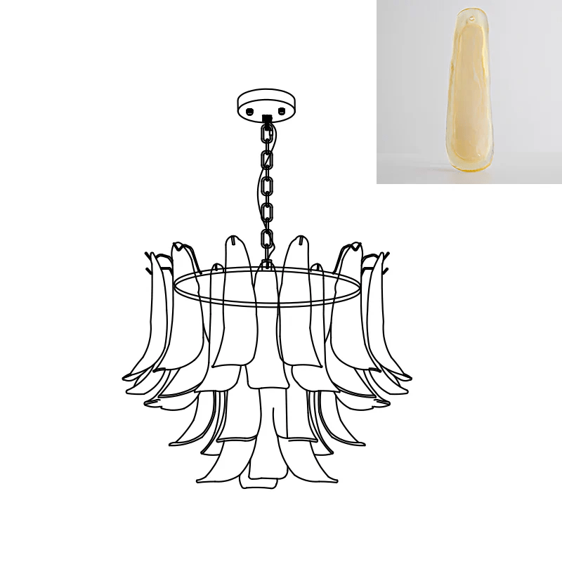 Elvess candelabru din sticlă Murano Frunze Aurii