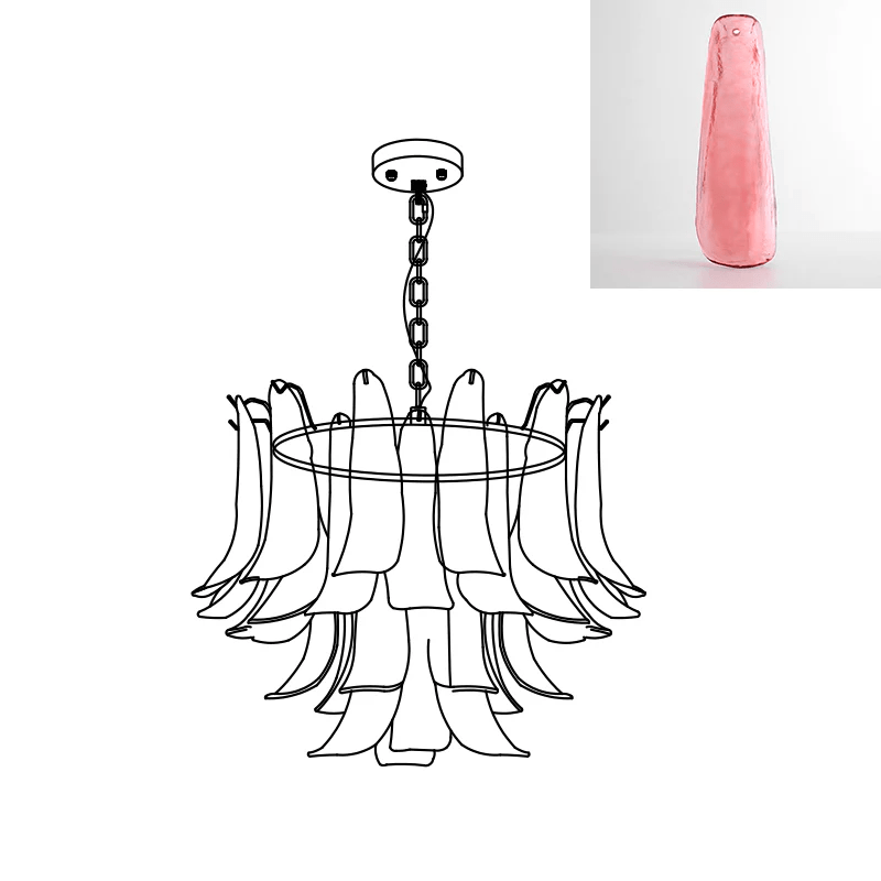 Elvess candelabru din sticlă Murano Frunze Aurii