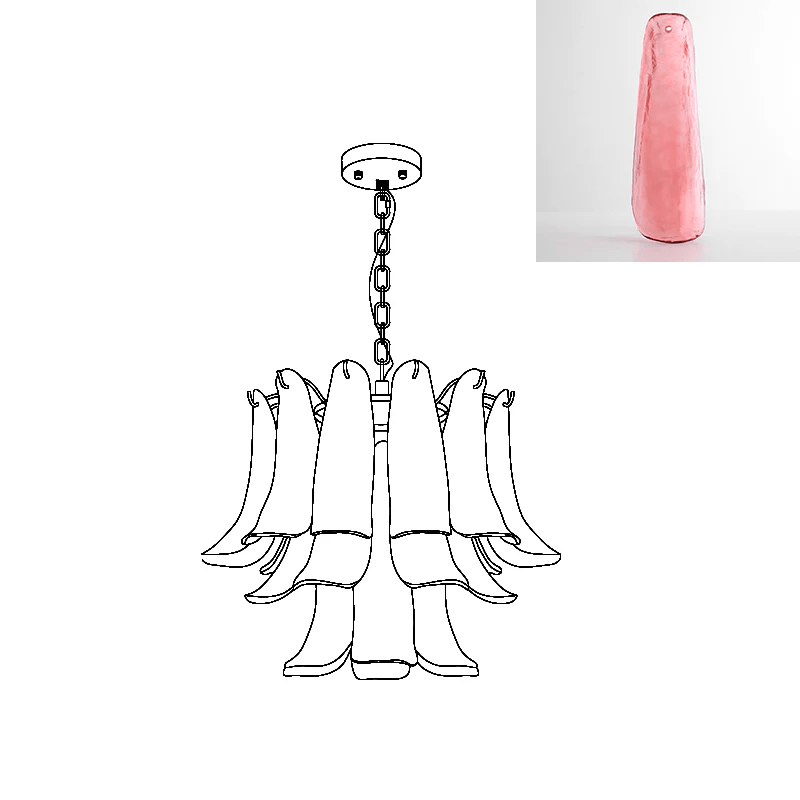 Elvess candelabru din sticlă Murano Frunze Aurii