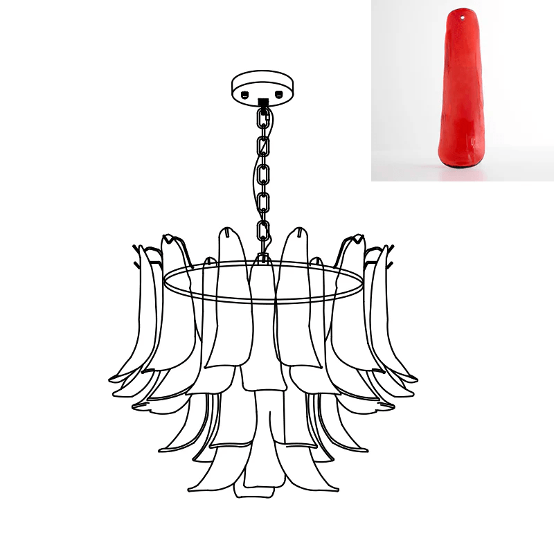 Elvess candelabru din sticlă Murano Frunze Aurii
