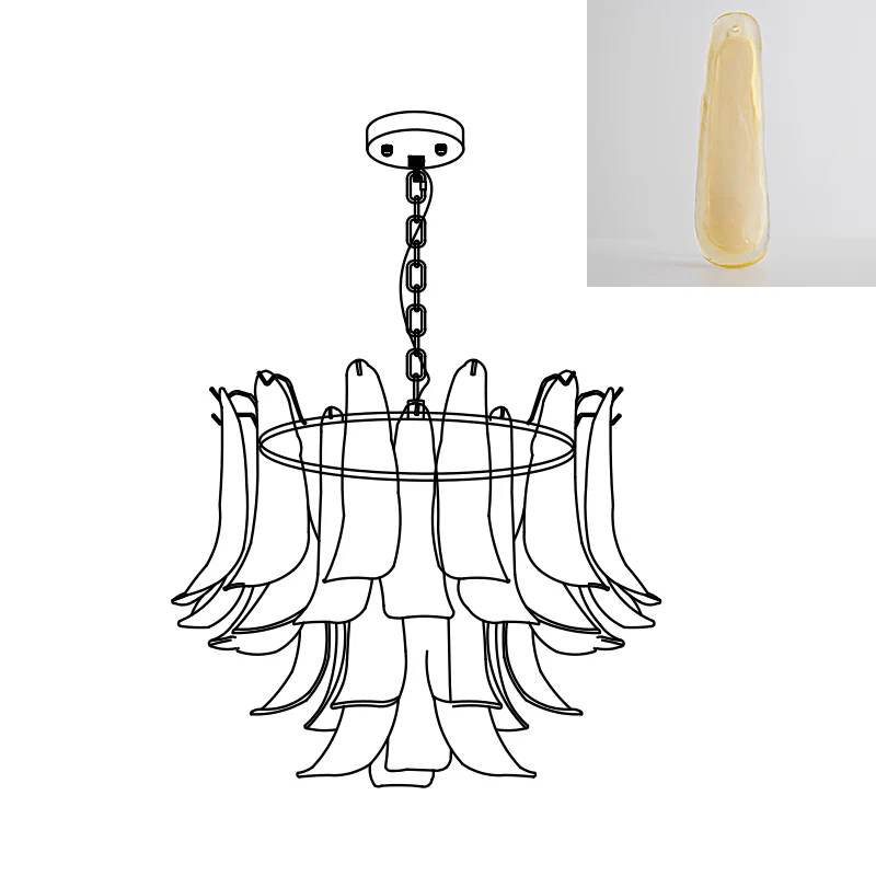 Elvess candelabru din sticlă Murano Frunze Aurii