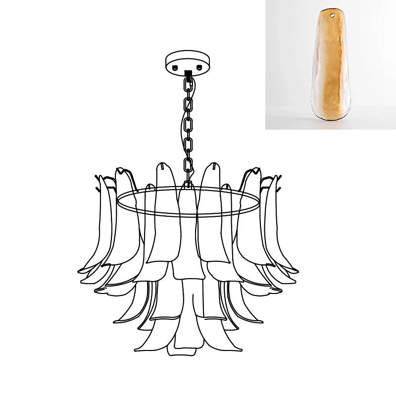 Elvess candelabru din sticlă Murano Frunze Aurii