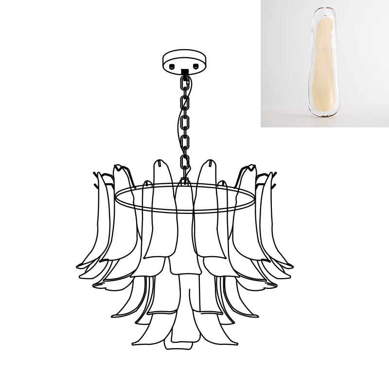 Elvess candelabru din sticlă Murano Frunze Aurii