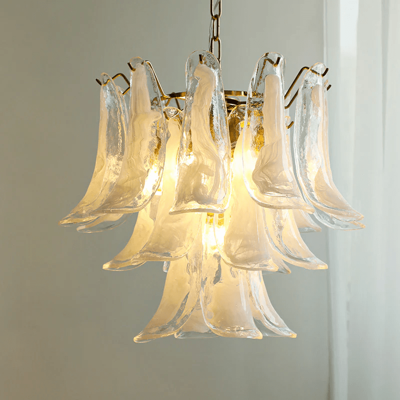 Elvess candelabru din sticlă Murano Frunze Aurii