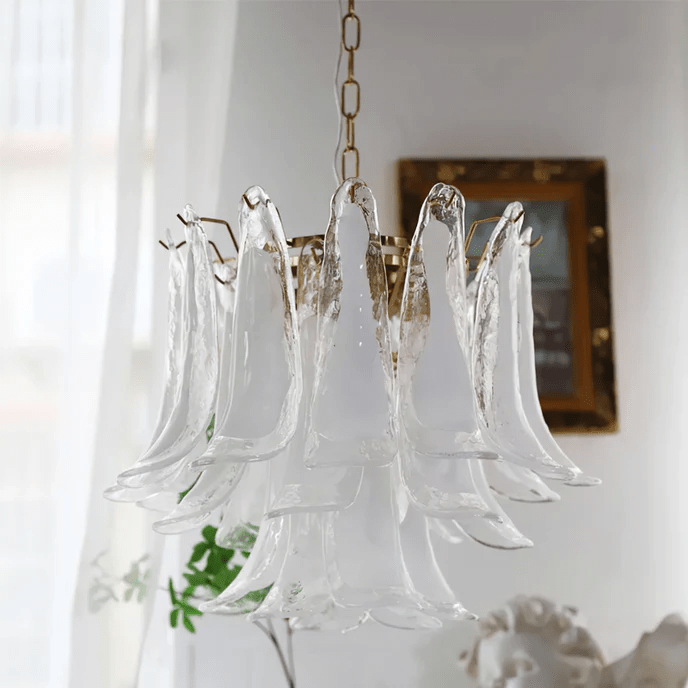 Elvess candelabru din sticlă Murano Frunze Aurii