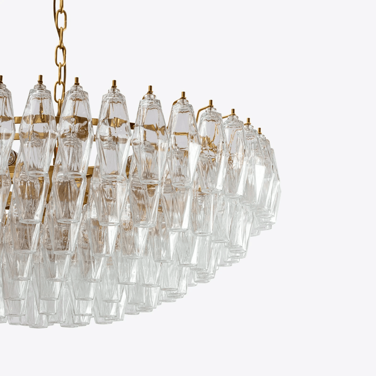 Naely candelabru din sticlă Murano transparentă cu formă poliedrică în stil vintage