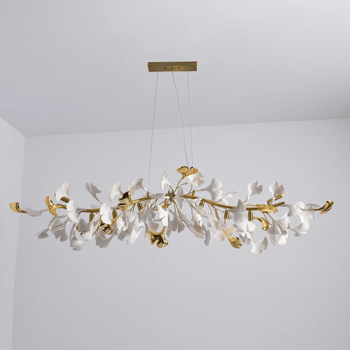 Dylo candelabru din alamă cu ramuri de petale ceramice liniare Ginkgo