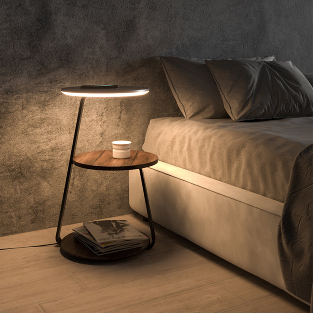 Muto lampadar din lemn rotund natural pentru living sau dormitor