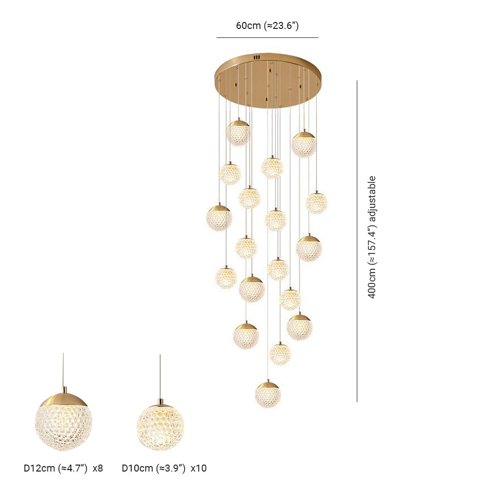 Arisha lampă suspendată Art Deco Jibril multi-etaj modern, aur