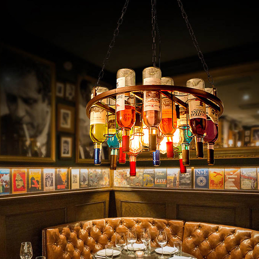 Austin Art Deco lampă suspendată din sticlă de sticlă pentru Burechi de Vin Finisaj Rust
